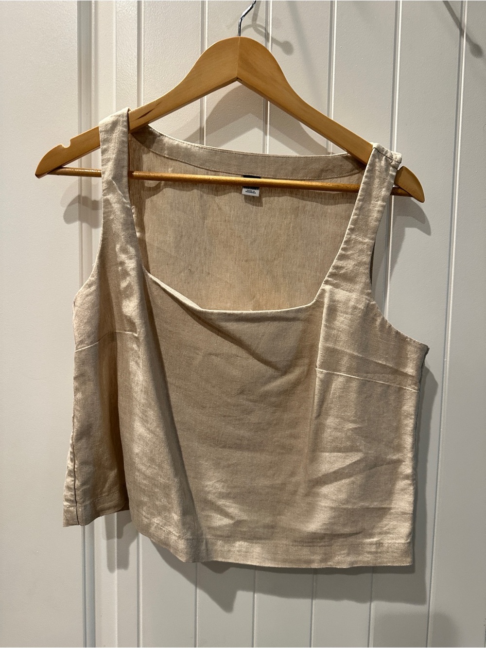 Old Navy Natural Beige Square-Neck Linen Tank